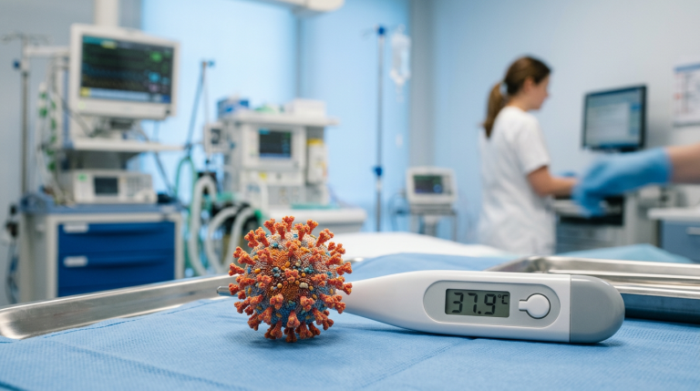 Illustration médicale des symptômes du Covid-19 en 2026