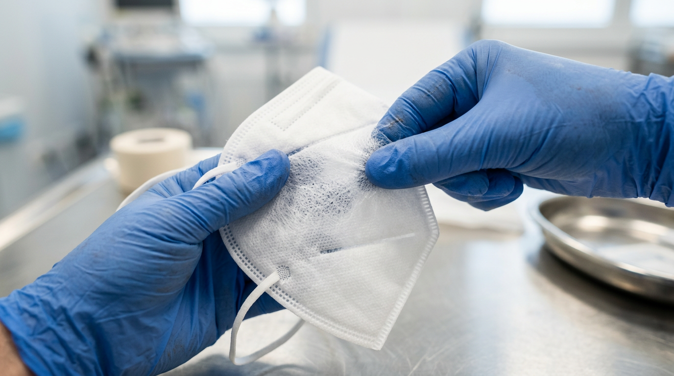 Inspection visuelle de l'intégrité d'un masque FFP2 avant usage