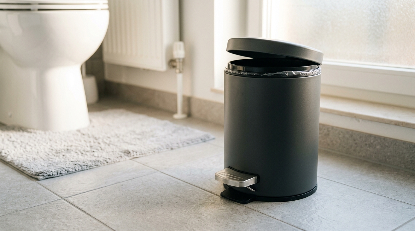 Poubelle grise de salle de bain pour les ordures ménagères
