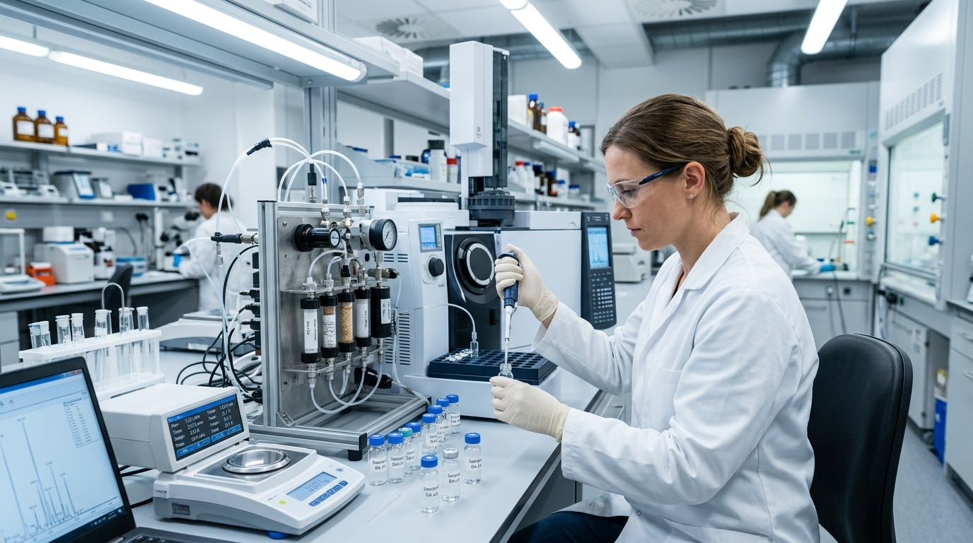 Analyse en laboratoire d'un kit de prélèvement pour évaluer la pollution de l'air