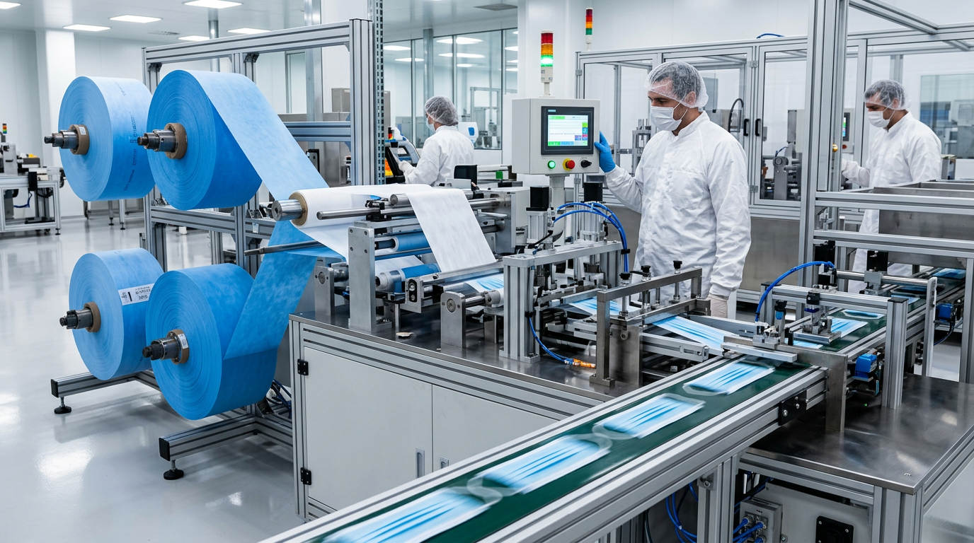 Ligne de production automatisée de masques chirurgicaux en France