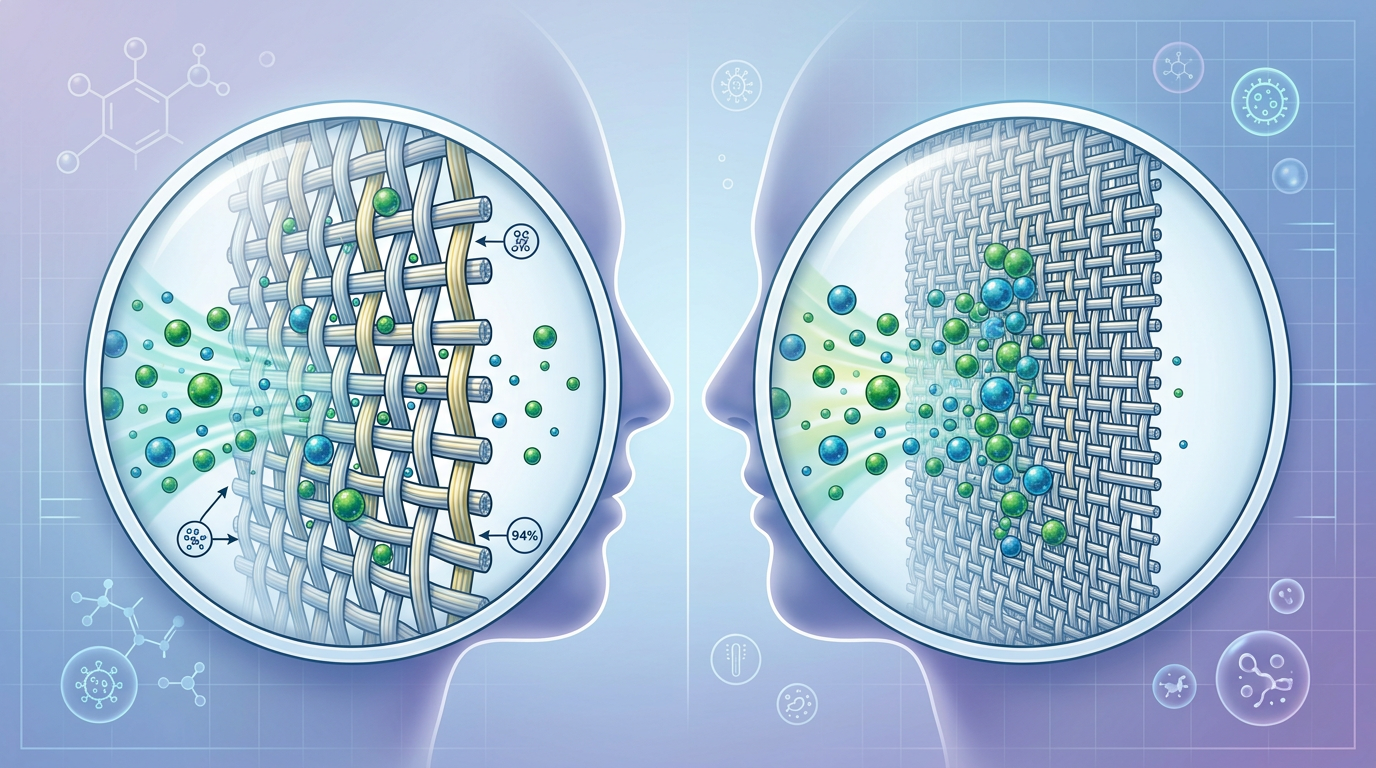 Comparaison densité filtration FFP2 vs FFP3