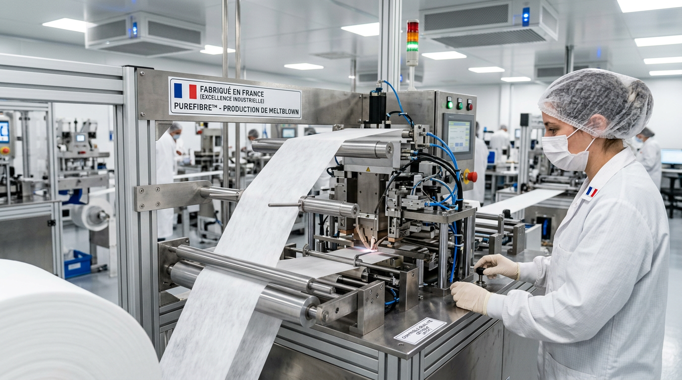 Ligne de production française de masques FFP2 en salle blanche