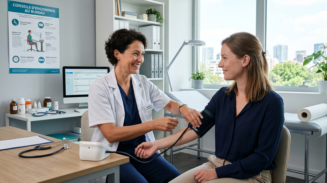Consultation médicale de prévention entre un médecin du travail et un employé
