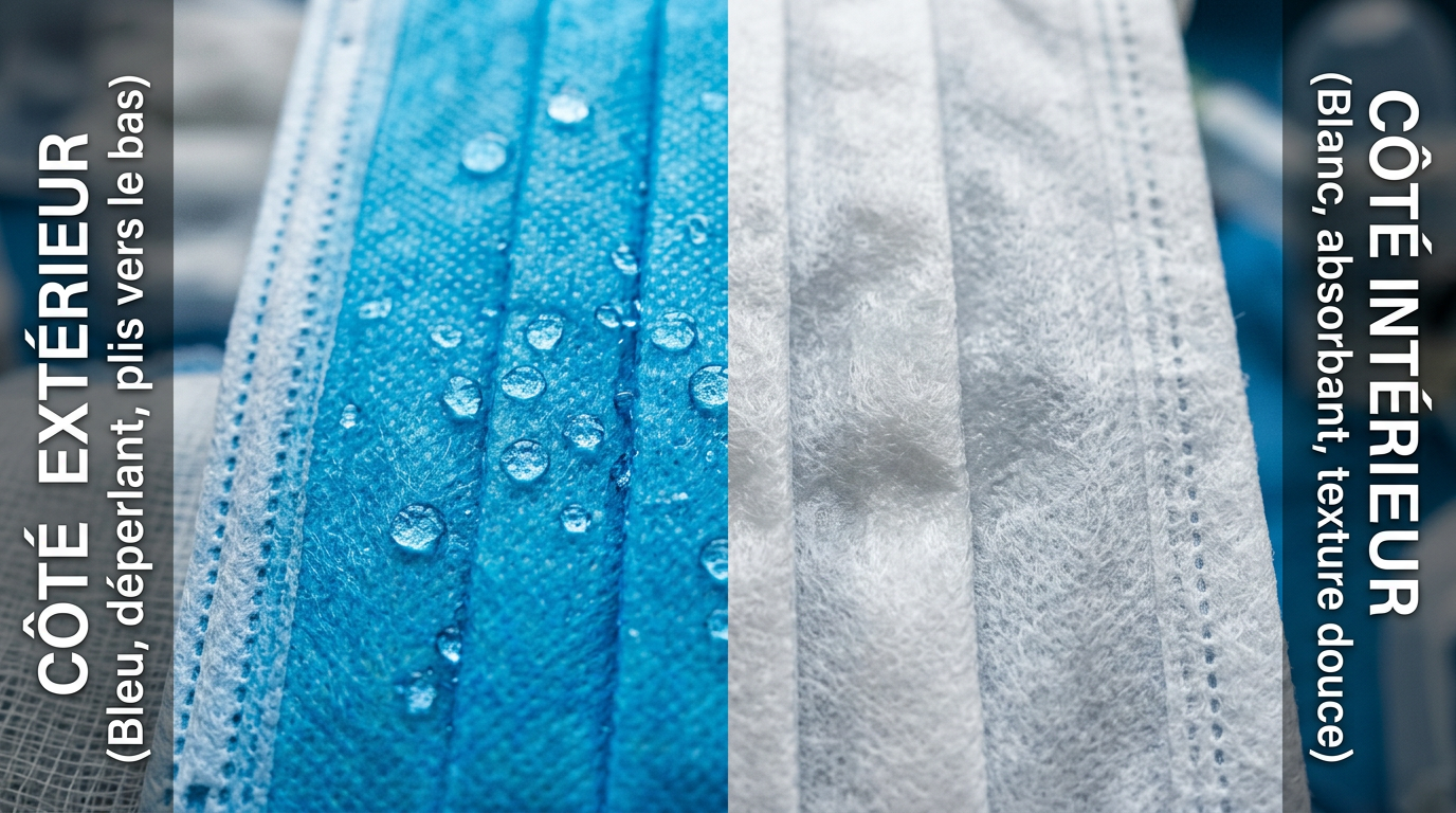 Zoom sur la texture et le sens des plis du masque