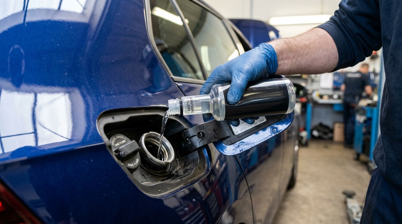 Versement d'un additif nettoyant dans le réservoir de carburant d'un véhicule
