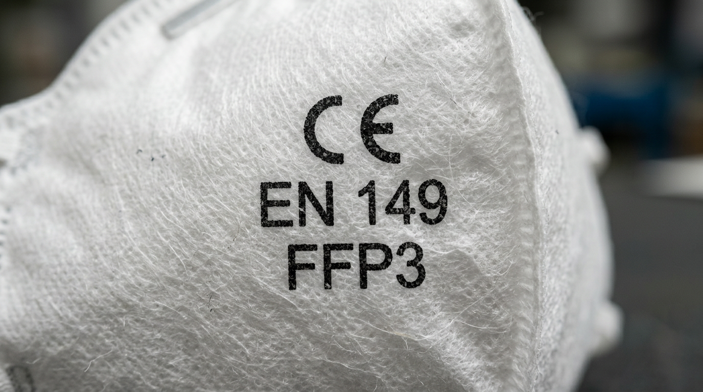 Marquage norme CE et EN 149 sur masque protection