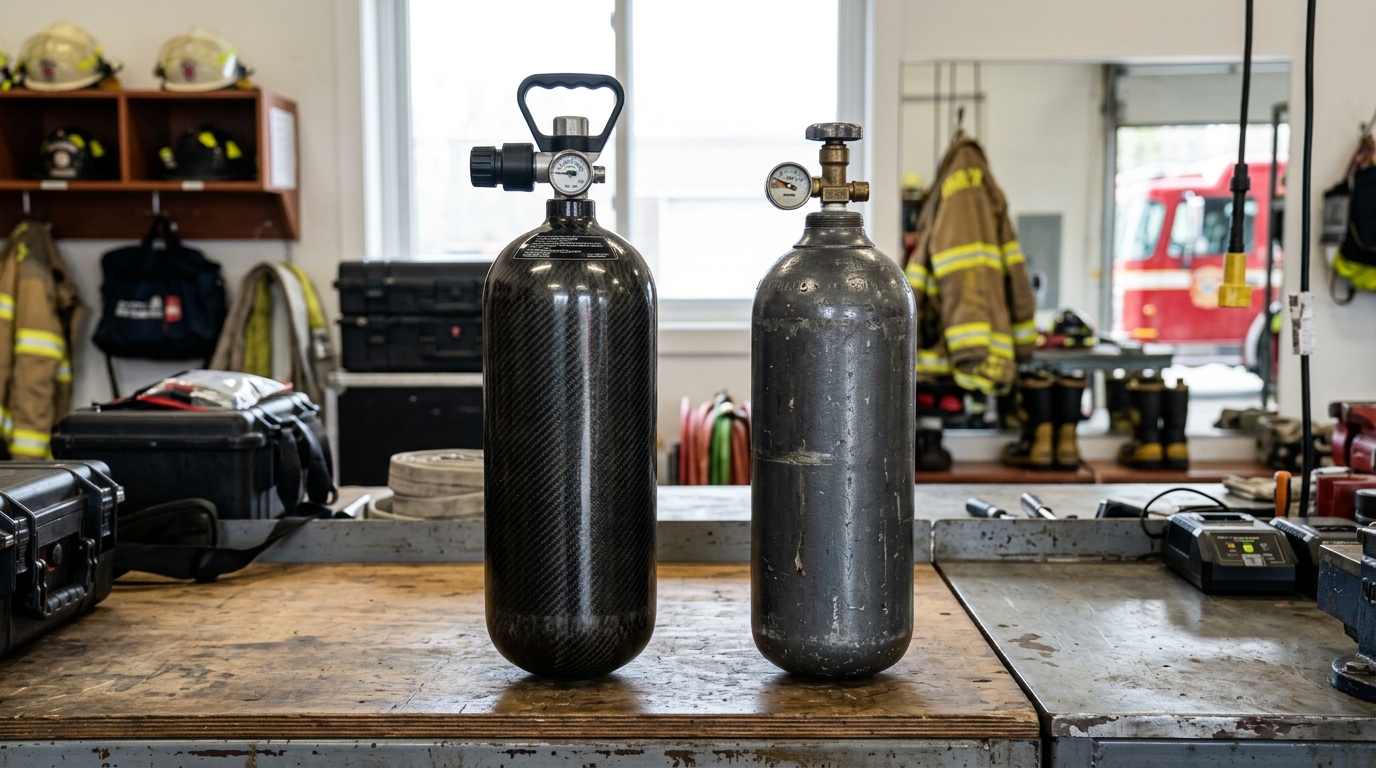 Comparaison entre bouteille ARI en acier et en composite carbone