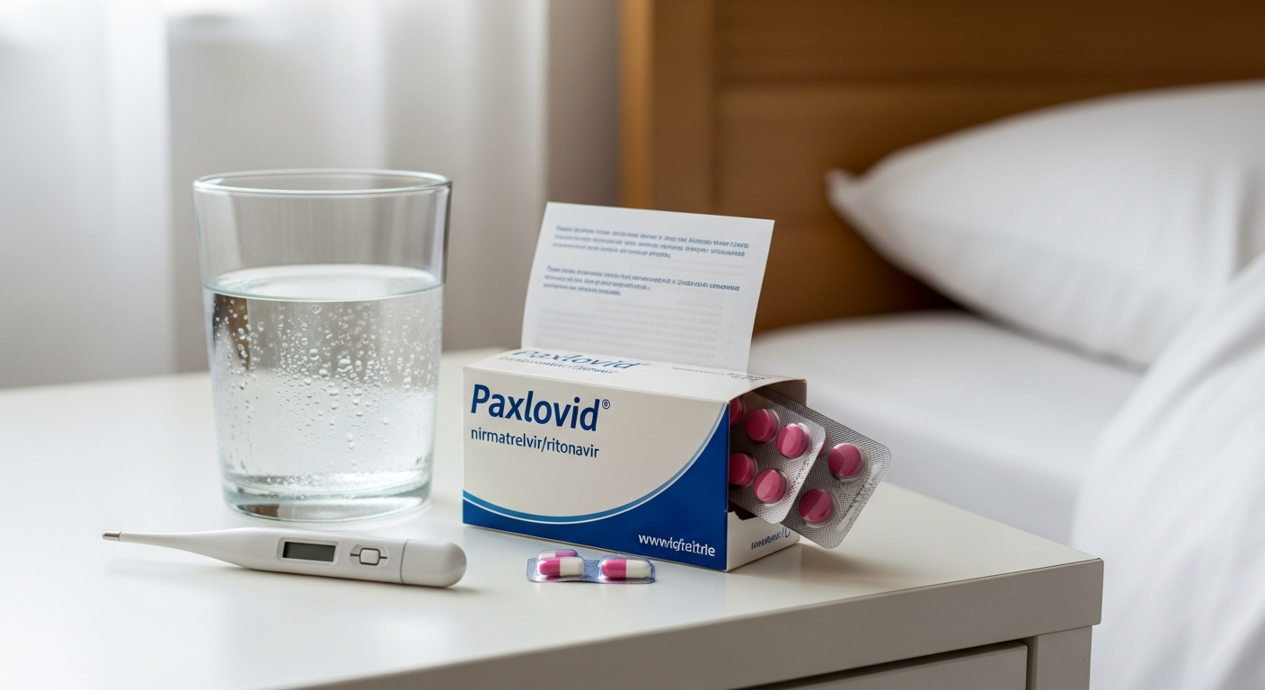 Boîte médicament Paxlovid traitement antiviral Covid