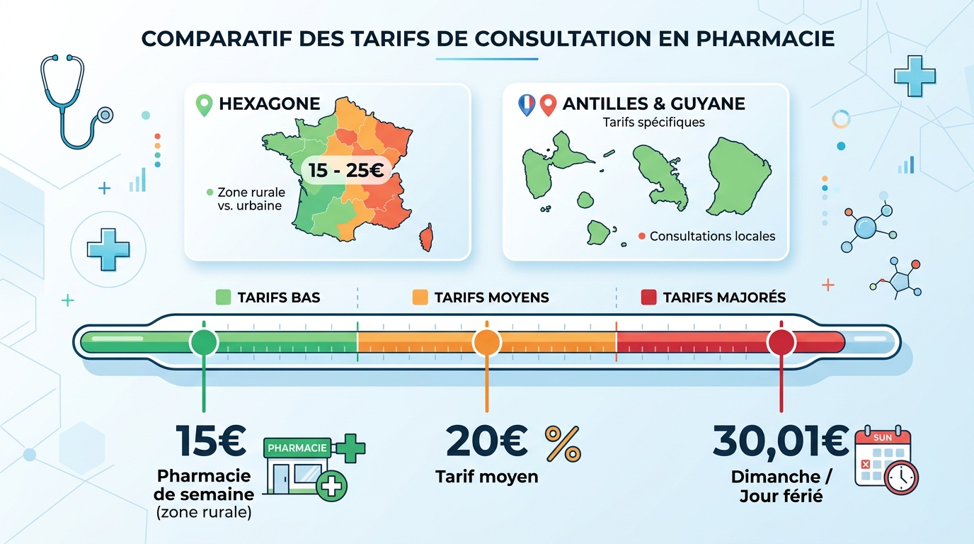 Échelle prix test covid dimanche jour férié outre-mer 2026