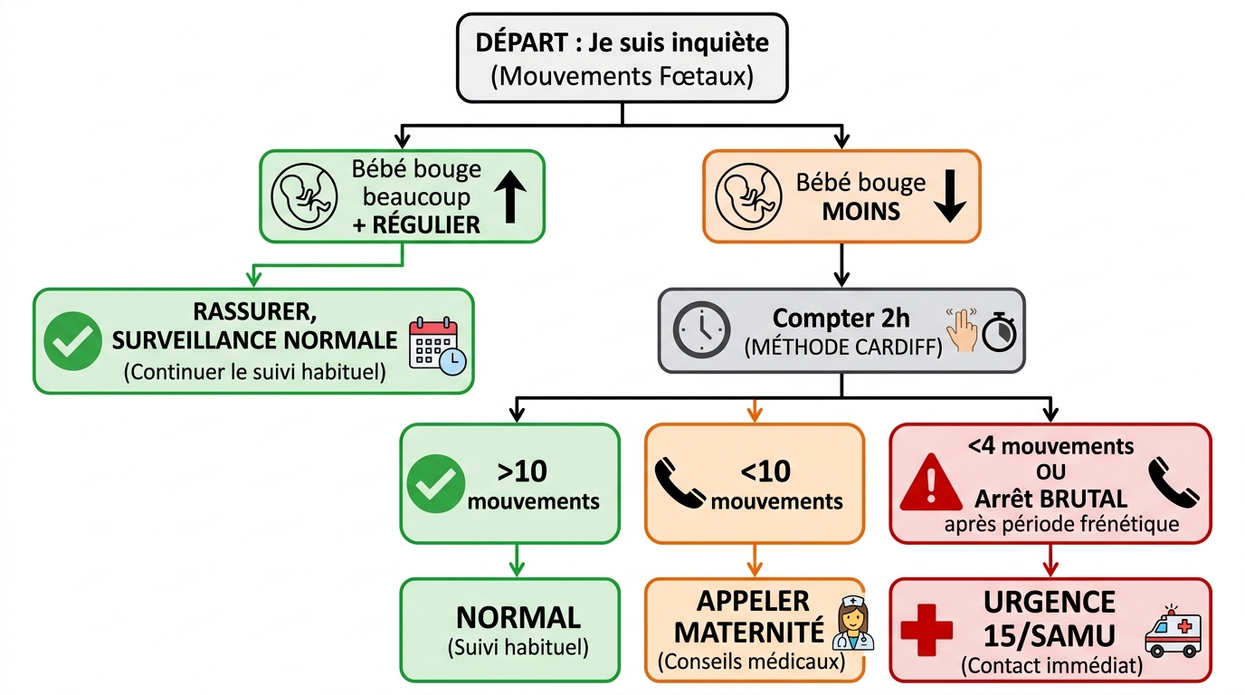 Arbre décisionnel protocole que faire bébé bouge beaucoup ou peu inquiétude