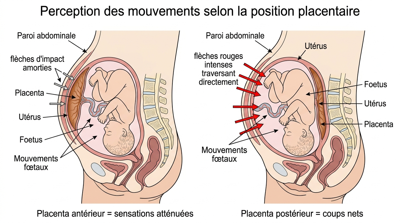Schéma placenta antérieur versus postérieur perception mouvements fœtaux