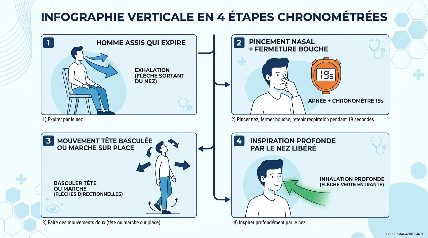 Schéma étapes méthode déboucher nez 19 secondes Dr Mandell