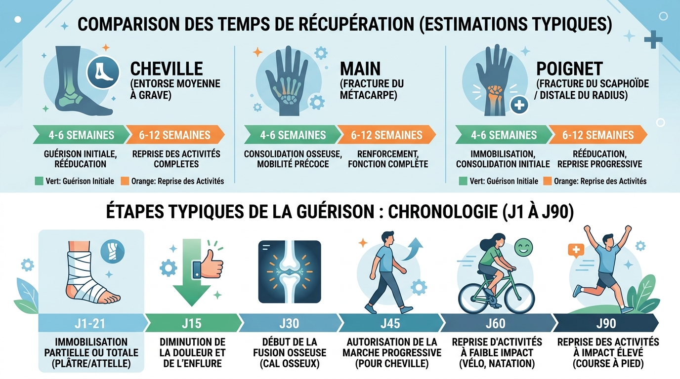 Tableau comparatif délais guérison arrachement osseux selon localisation