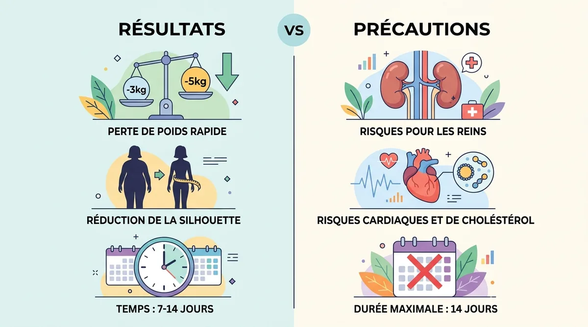 Infographie résultats régime œuf dur et précautions médicales