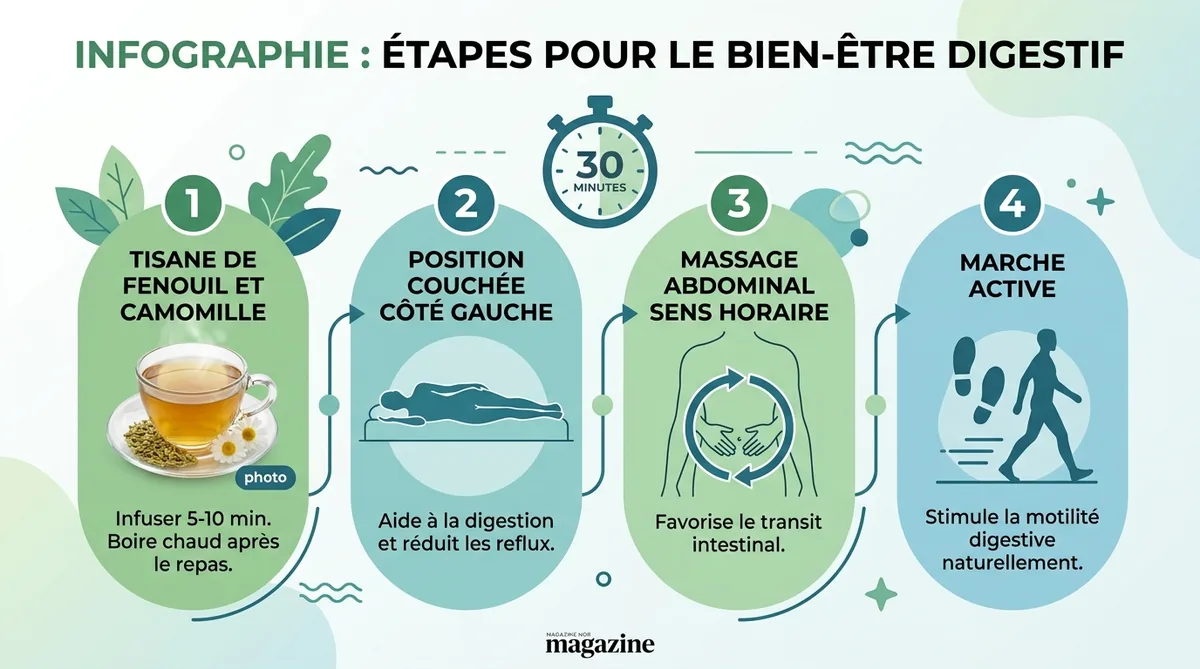 Infographie protocole express 30 minutes dégonfler estomac