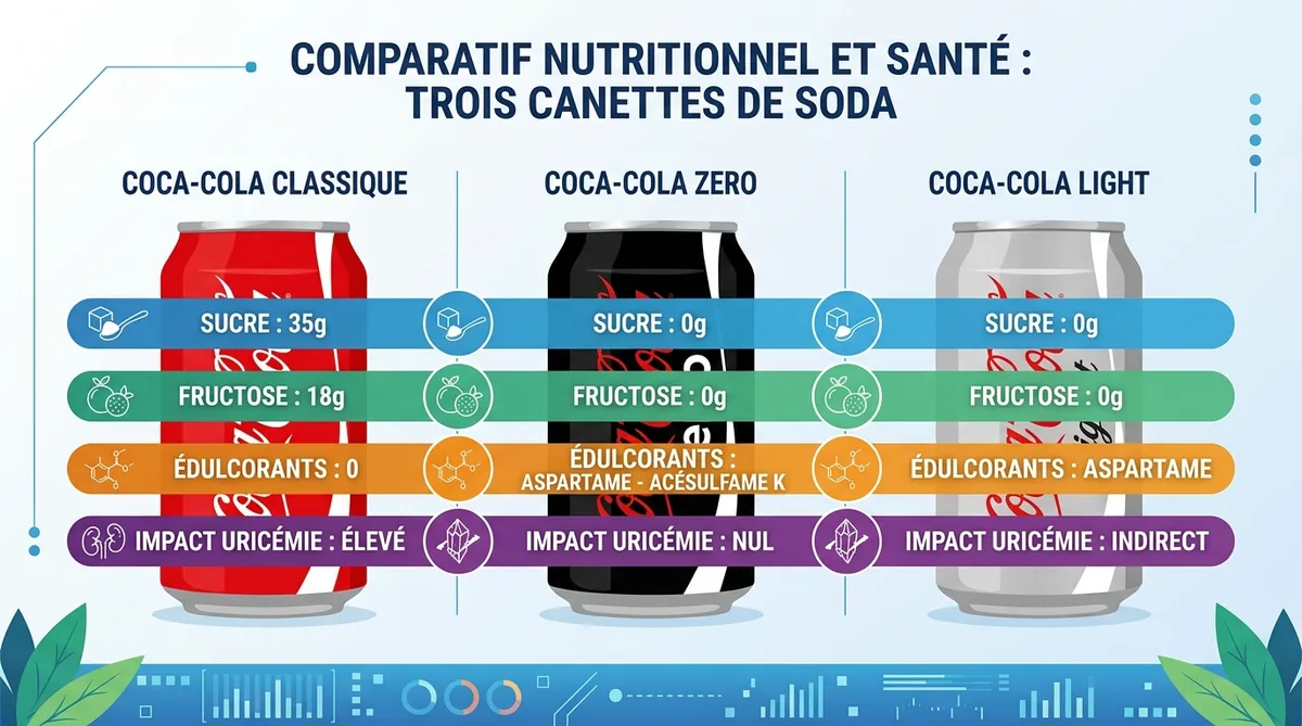 Comparatif visuel Coca-Cola classique Zero Light impact goutte