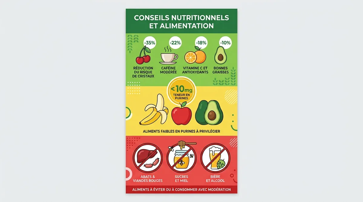 Infographie aliments autorises interdits acide urique goutte