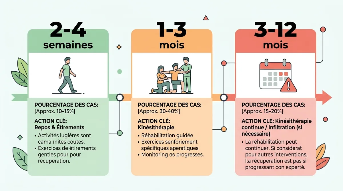 Infographie durée syndrome piriforme semaines mois selon sévérité