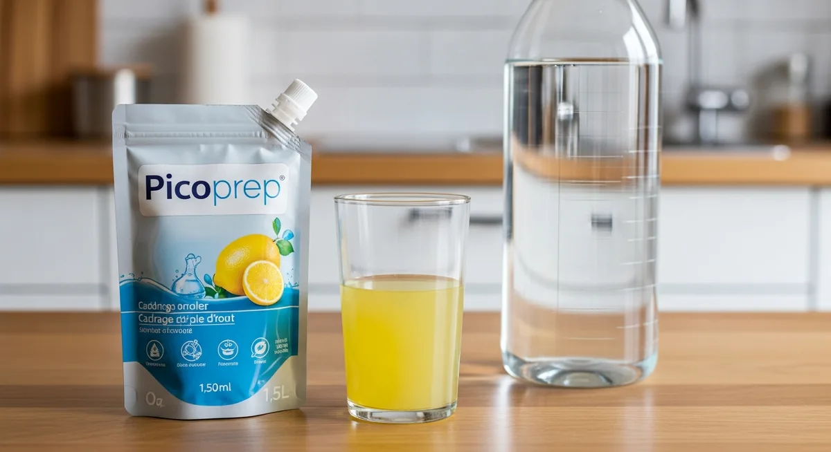 Sachet Picoprep et verre de 150ml avec solution citronnée