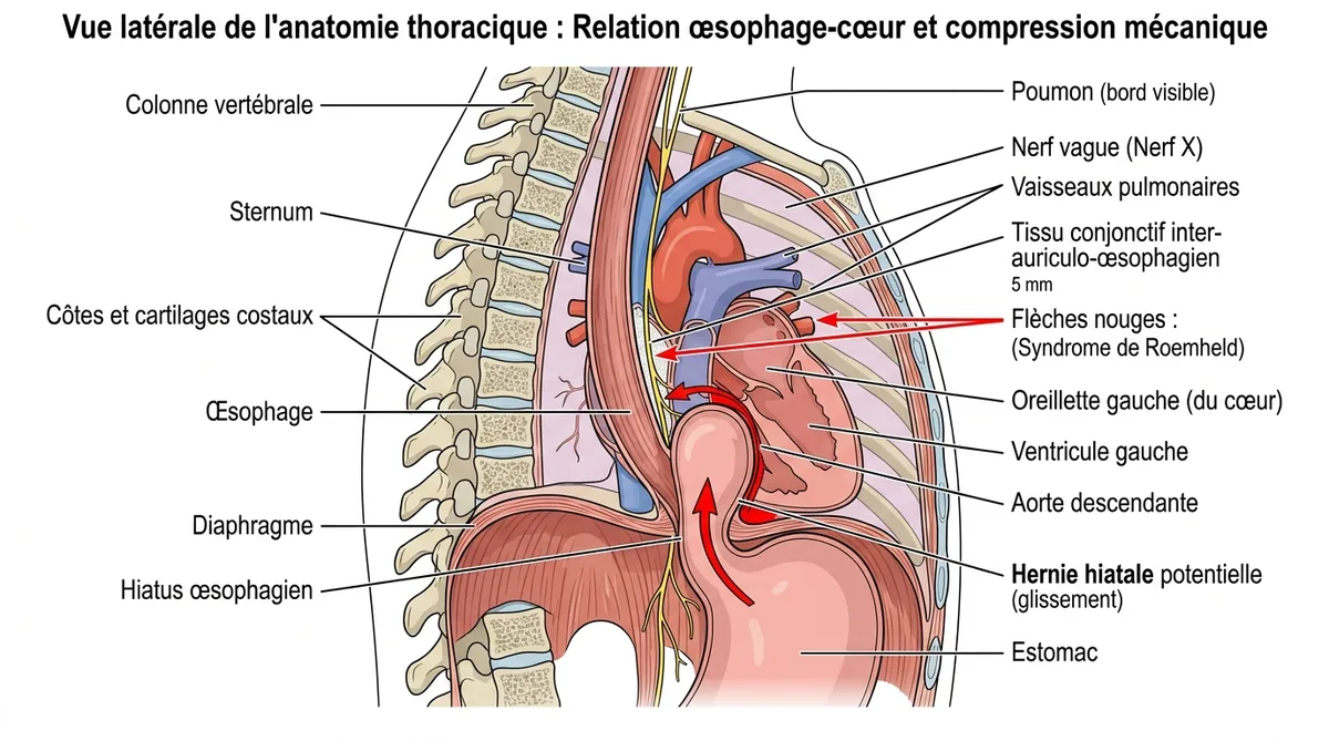 Schéma anatomique lien cœur estomac syndrome Roemheld