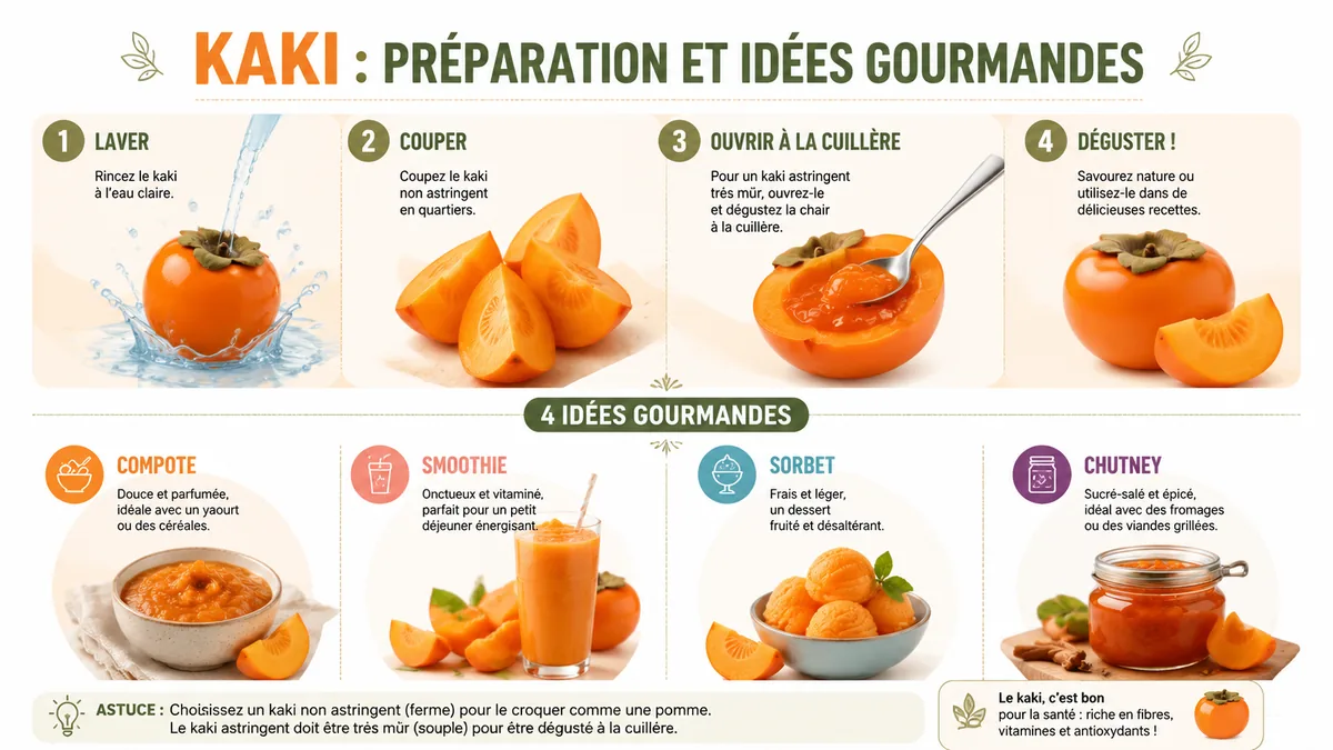 Étapes pour choisir et manger un kaki