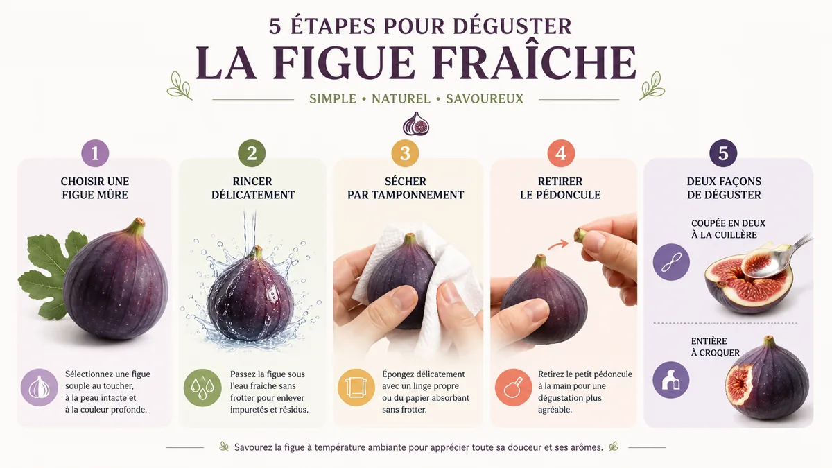 Étapes pour laver et manger une figue fraîche