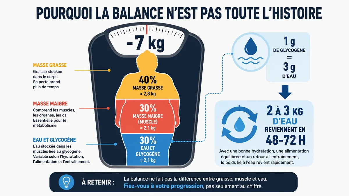 Décomposition des kilos perdus au régime Thonon en eau, muscle et graisse