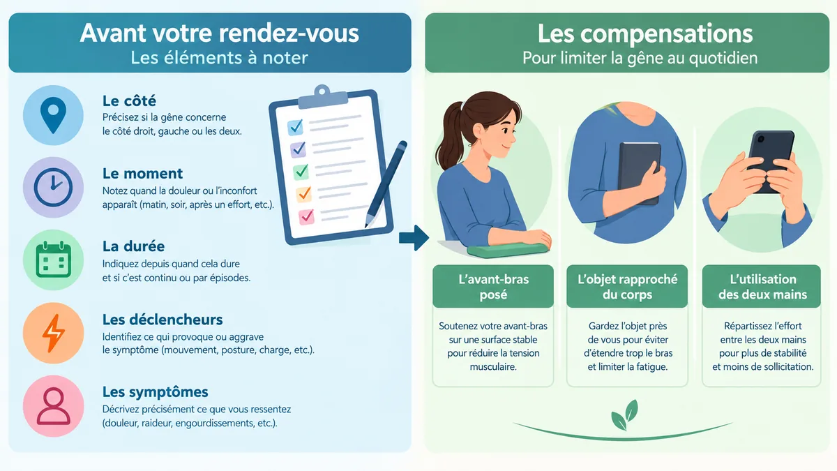 Checklist de consultation et gestes pour stabiliser un objet