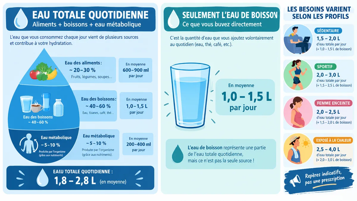 Infographie eau totale et boissons selon les profils
