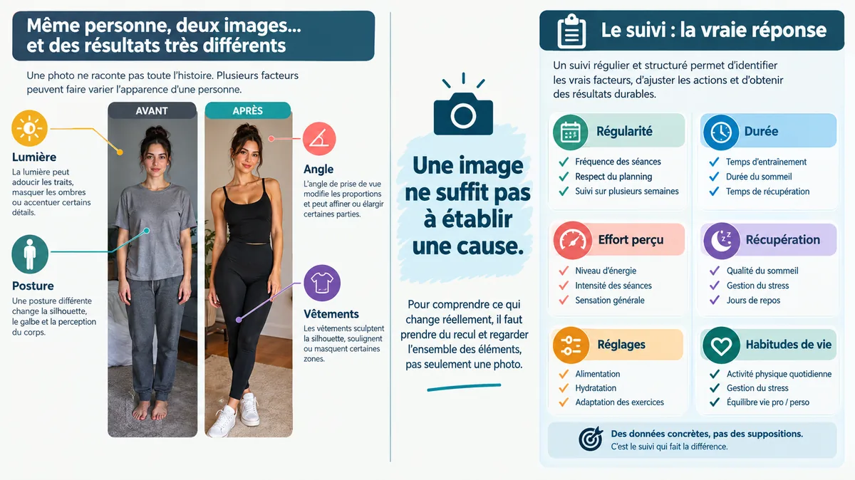 Comparer photo avant après et suivi de progression
