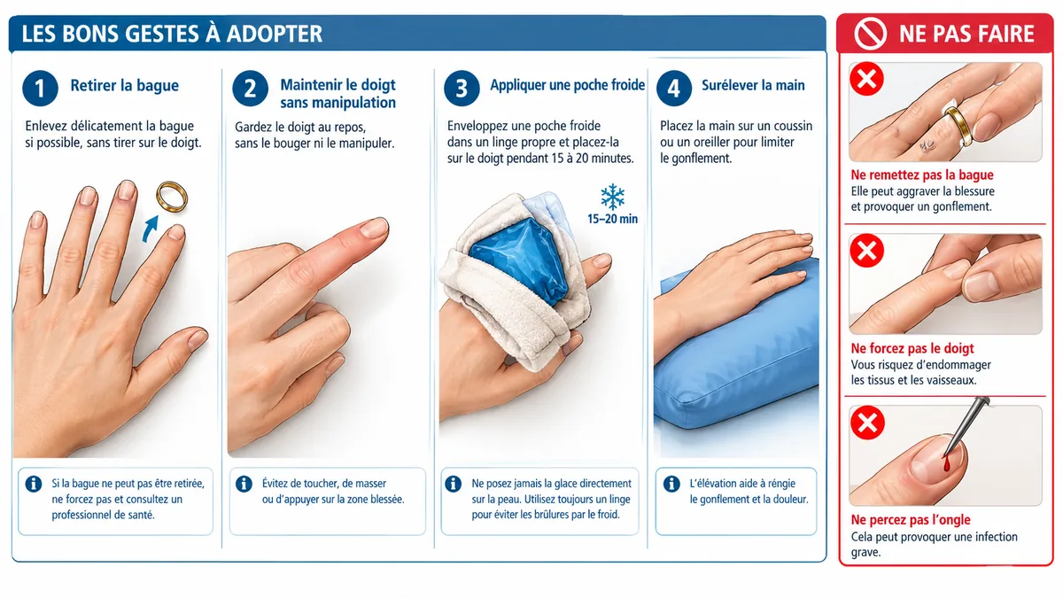 Premiers gestes sûrs en cas de suspicion de fracture du doigt