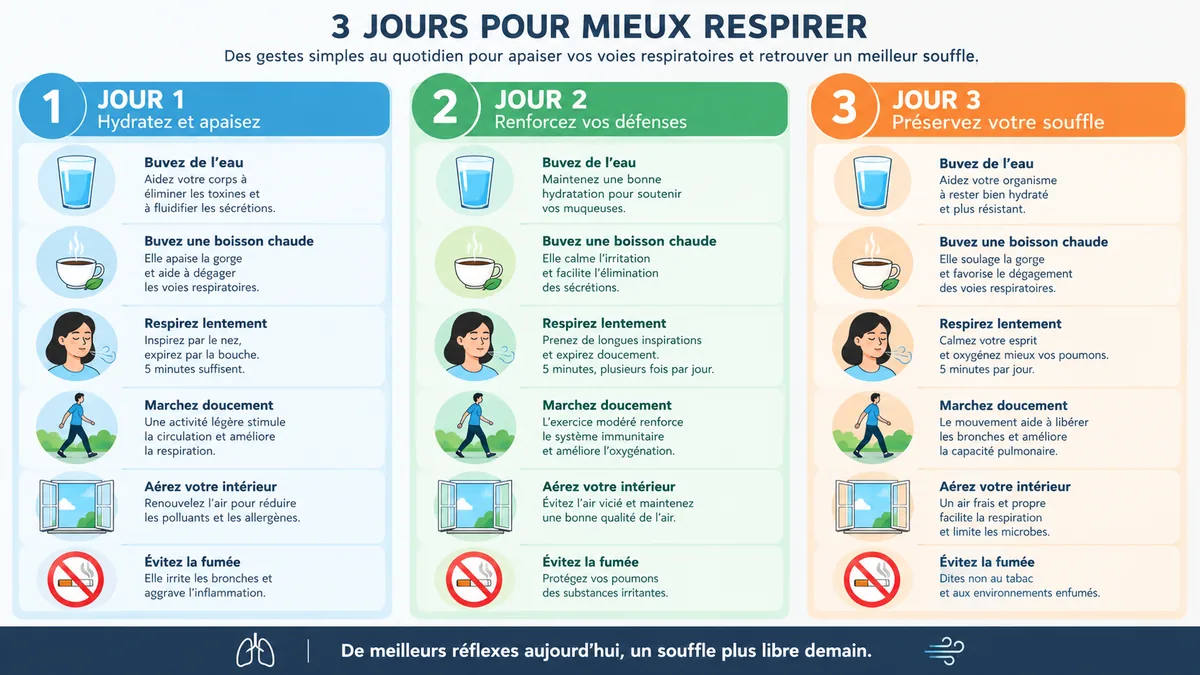 Programme de trois jours pour améliorer le confort respiratoire