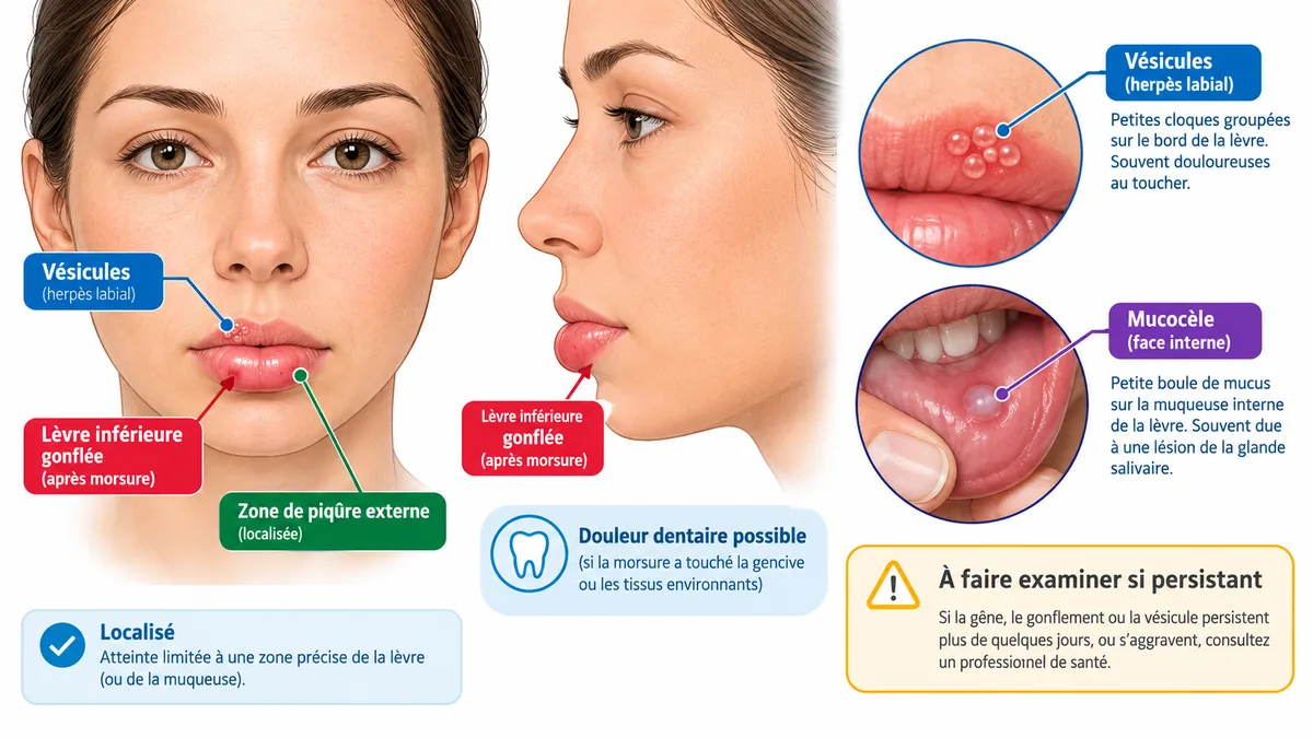 Schéma des causes localisées de lèvre gonflée