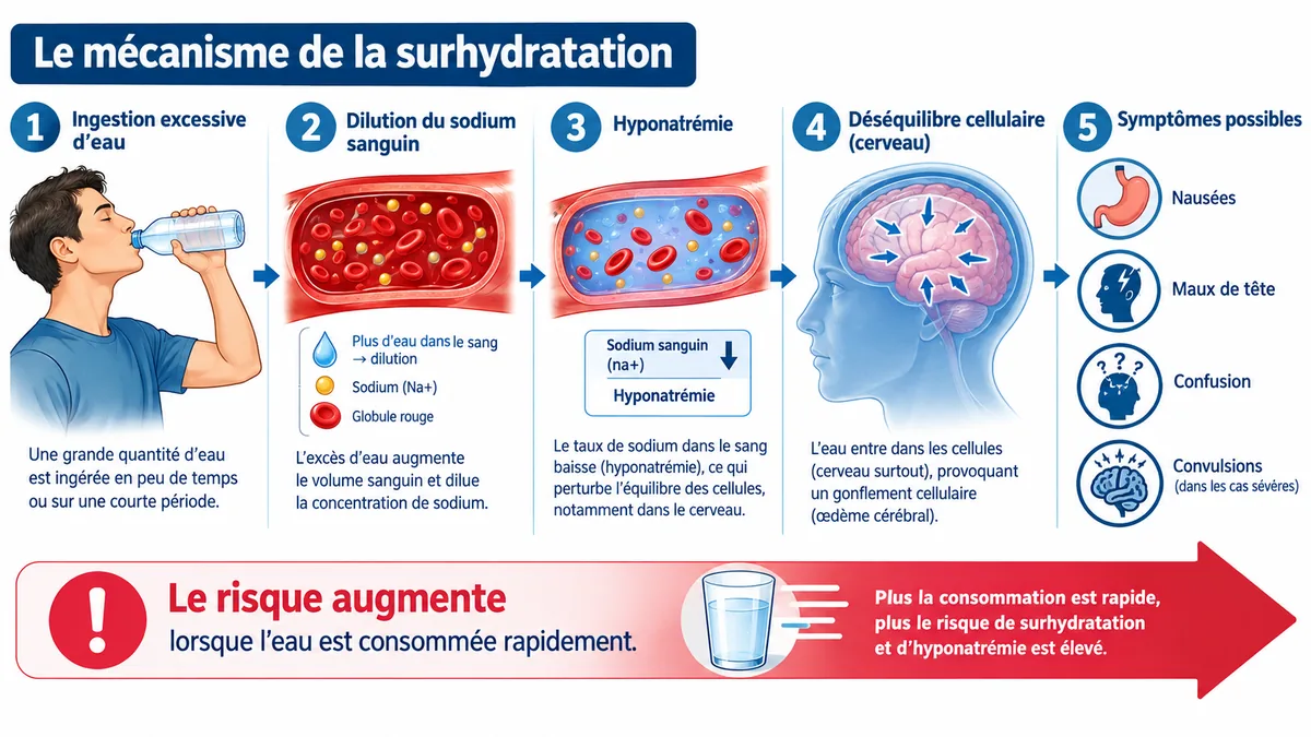 Schéma des risques liés à la surhydratation rapide