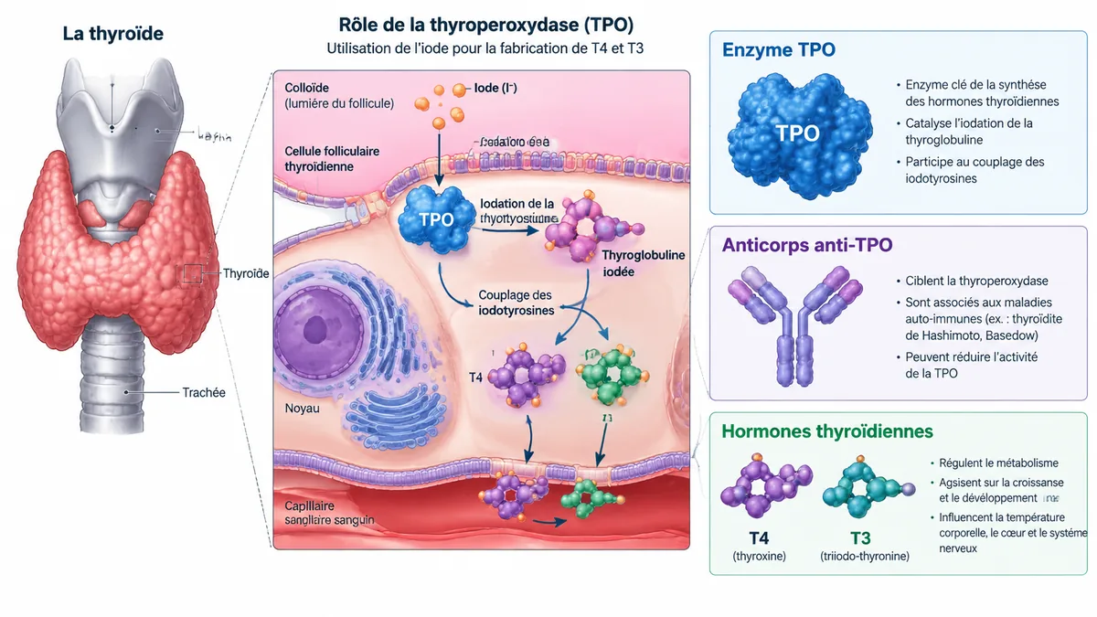 Schéma du rôle de la thyroperoxydase dans la thyroïde