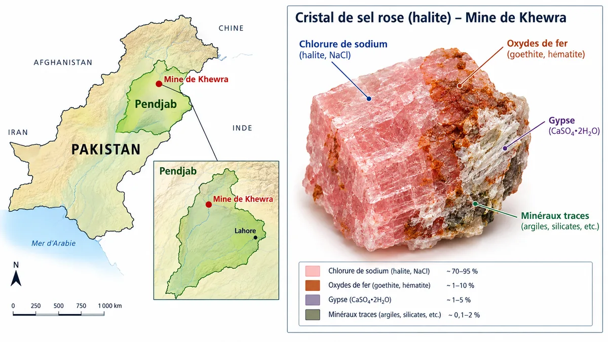 Origine du sel rose et composition d’un cristal