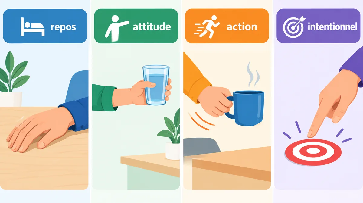 Infographie des quatre types de tremblement de la main