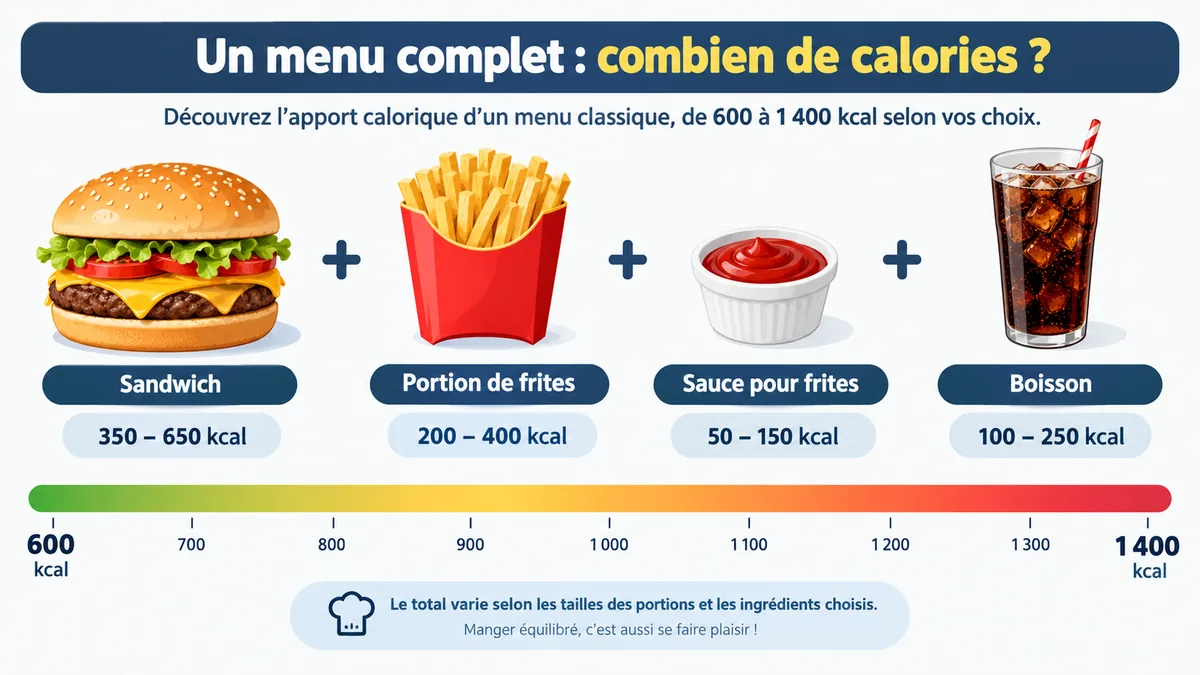 Décomposition des calories d’un menu kebab-frites